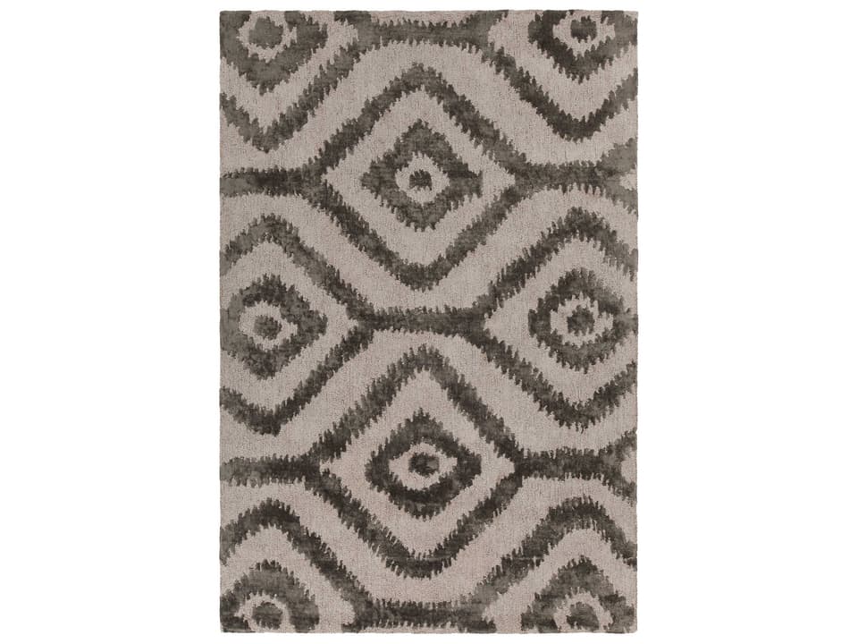 Paola Hand-Tufted Jute and Viscose Area Rug with Natural and Grey Ikat Pattern