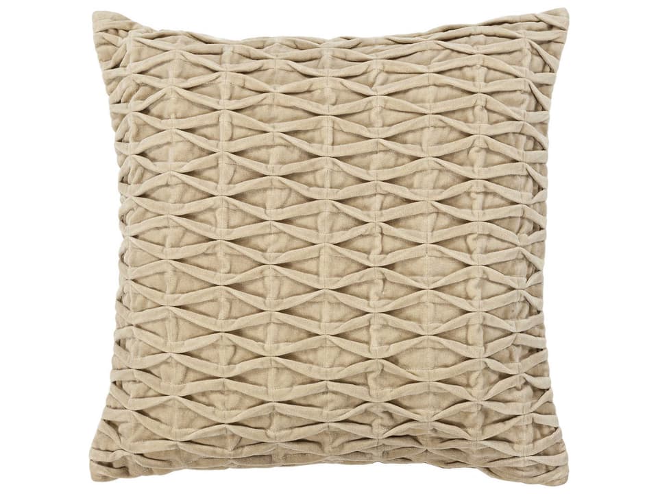 CUS-28021 Cotton Velvet Handmade Cushion Beige