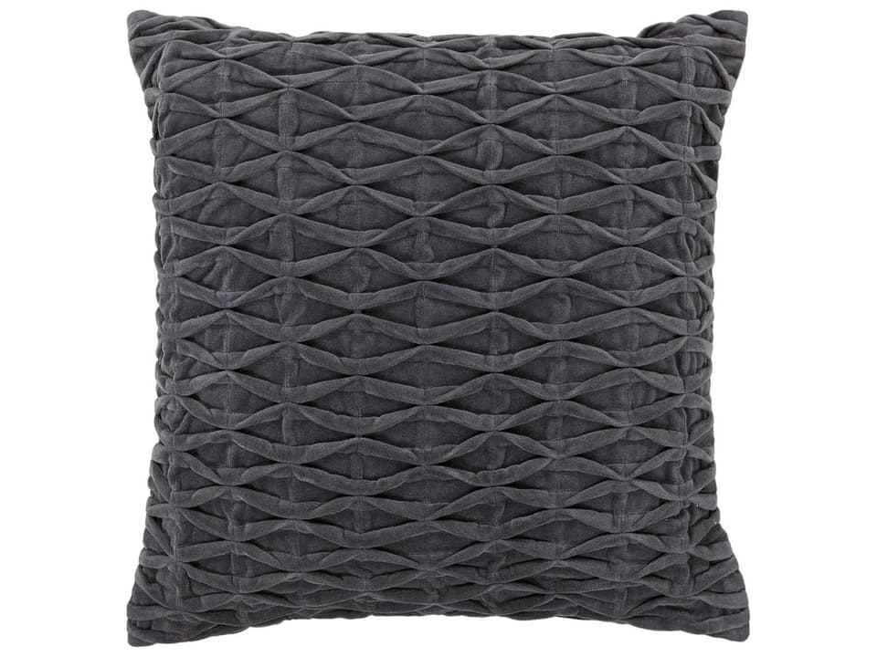Cotton Velvet Handmade Accent Cushion 22-Inch Square Grey