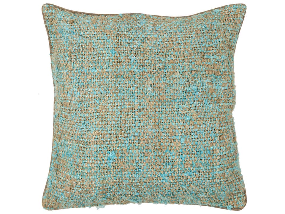 Silk Textured Handmade Accent Cushion Blue Natural 18 Inch