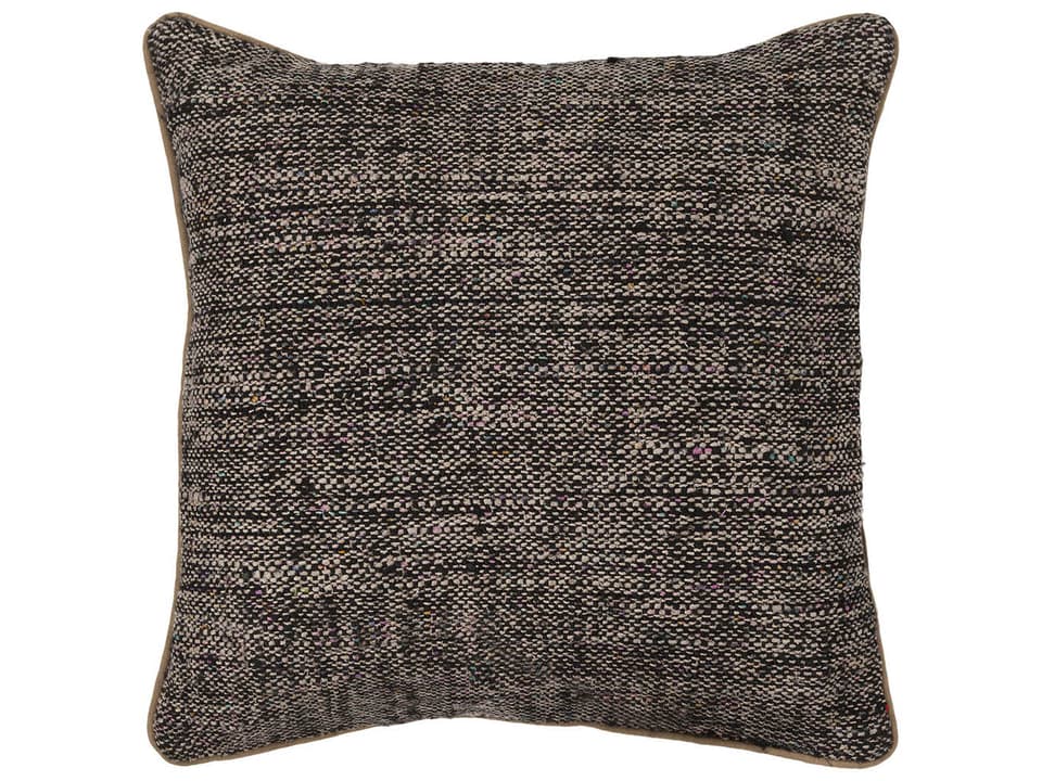 CUS-28014 Handmade Square Accent Pillow in Black and Natural