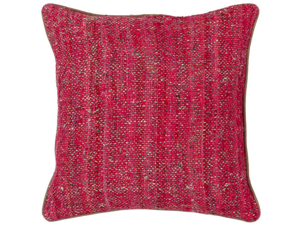 CUS-28015 Silk Textured Handmade Cushion Red Natural