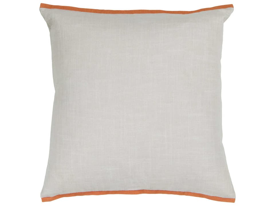 Cotton Handmade 18 Inch Accent Pillow in White and Orange