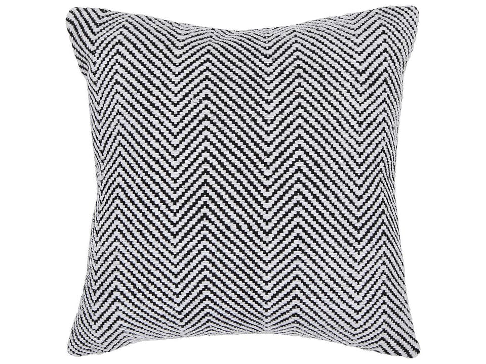 22-Inch Cotton Handmade Decorative Pillow in White and Black