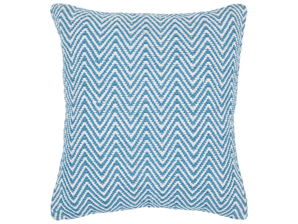 Cotton Handmade Square Decorative Pillow 22-Inch Blue White
