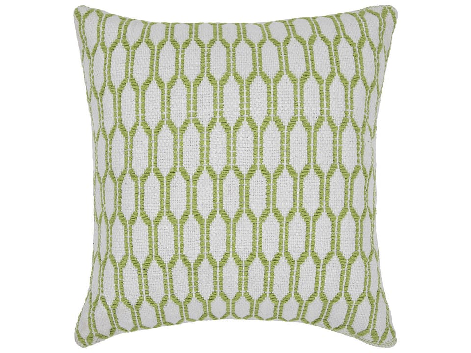CUS28036 Handmade Cotton Square Decorative Cushion White and Green