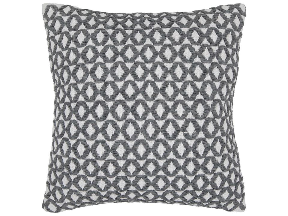 CUS-28037 Cotton Handmade Cushion in White and Grey
