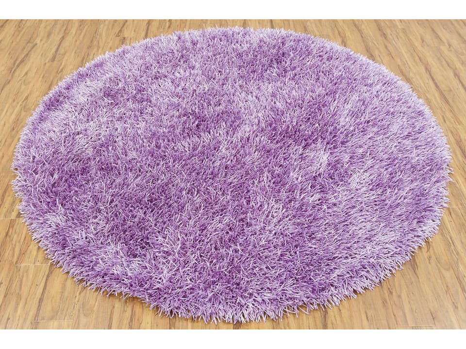 Tirish Hand-Woven Shag Area Rug in Purple Round