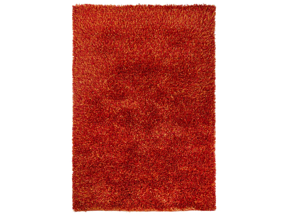 Tulip Collection Hand-Woven Polyester Shag Area Rug in Red and Yellow