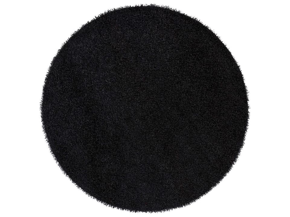 Zara Shag Round Area Rug in Black Polyester
