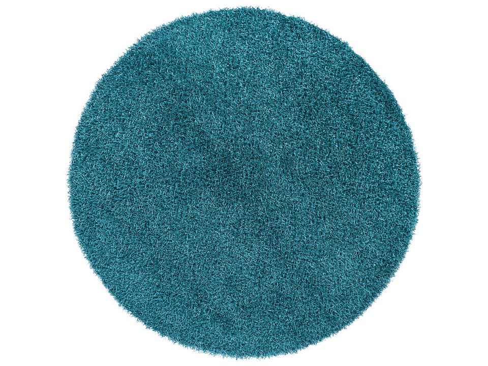 Zara Round Polyester Shag Area Rug in Blue