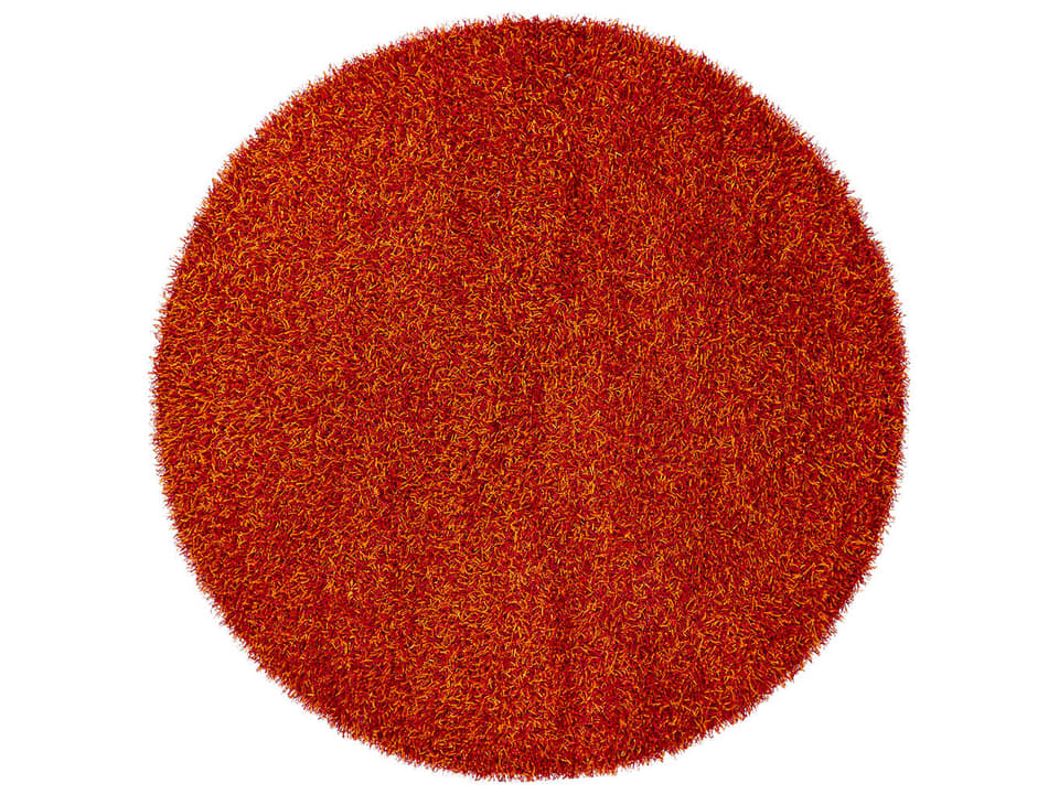 Zara Hand-Woven Shag Area Rug in Red and Orange Polyester