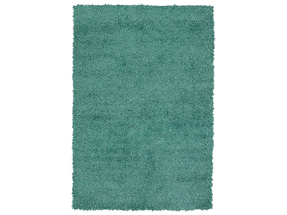 Zara Hand-Woven Shag Area Rug in Cyan Blue