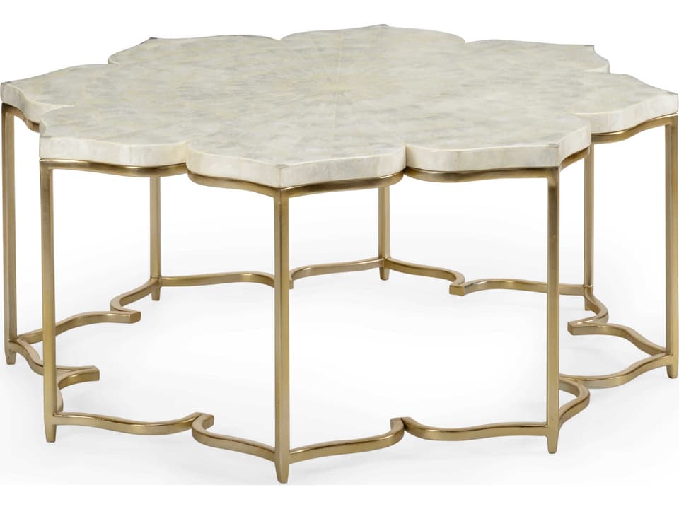 Lotus Flower Square Coffee Table with Capiz Shell Top
