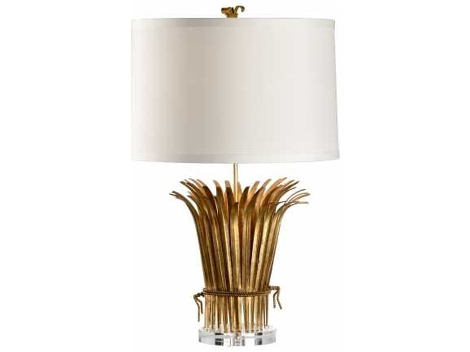 Leaf Lamp Antique Gold Leaf Table Lamp with Off White Shade