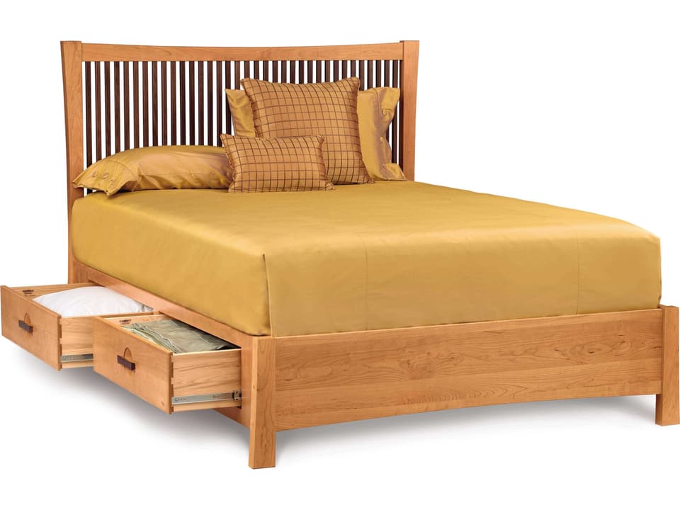 Berkeley Queen Size Storage Bed in Natural Cherry with Walnut Accents