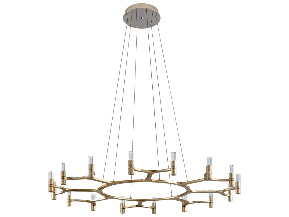 16-Light Nexus Linear Chandelier in Warm Silver Leaf