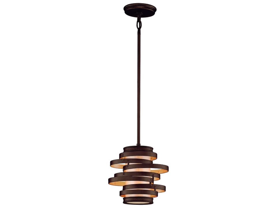 Vertigo One-Light Pendant Light in Bronze and Gold Leaf