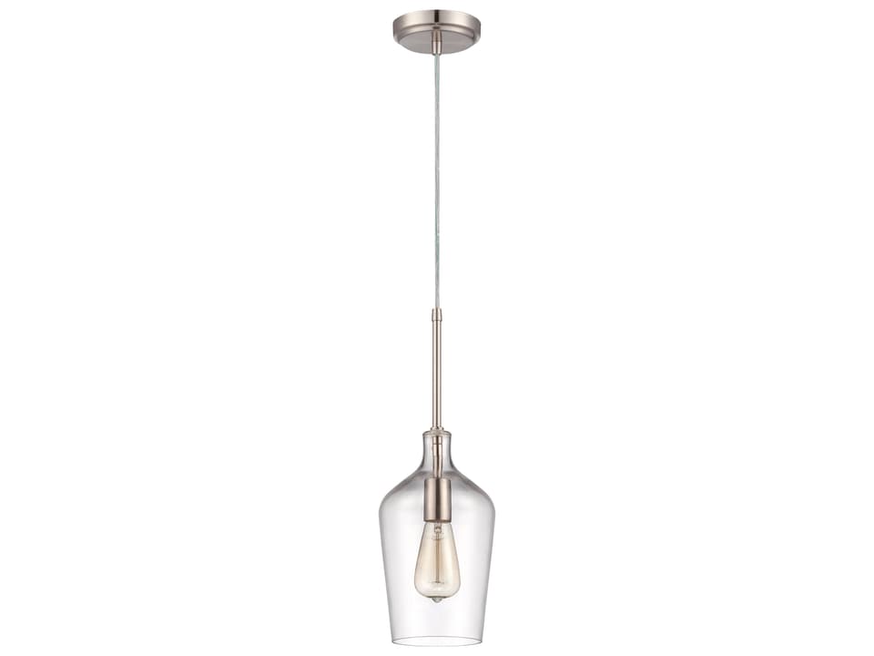 Neighborhood 1-Light Mini Pendant Light in Brushed Polished Nickel with Clear Glass