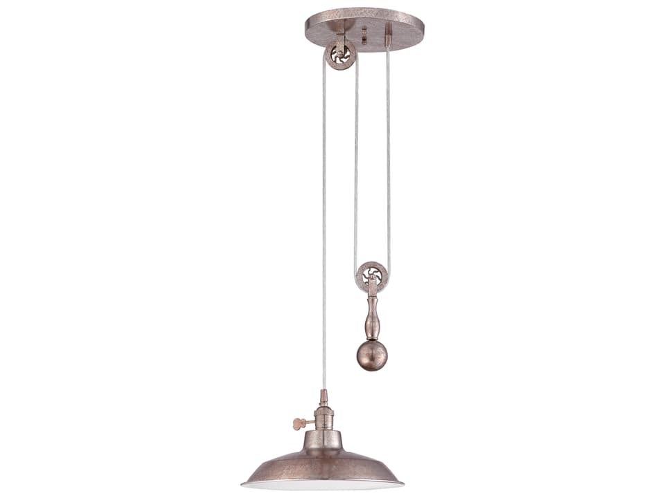 Jeremiah 1-Light Pulley Pendant Light in Tarnished Silver