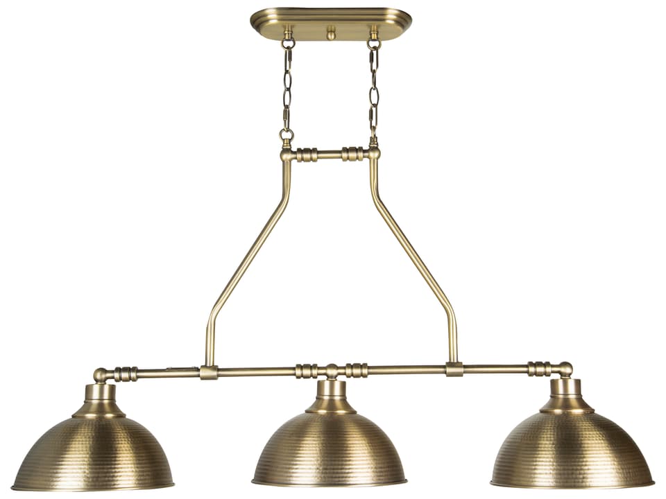 Timarron 3-Light Island Light in Legacy Brass with Hammered Metal Shades