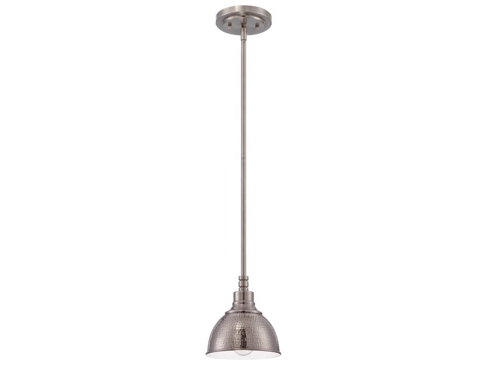 Timarron 1-Light Mini Pendant Light in Antique Nickel with Hammered Metal Shade