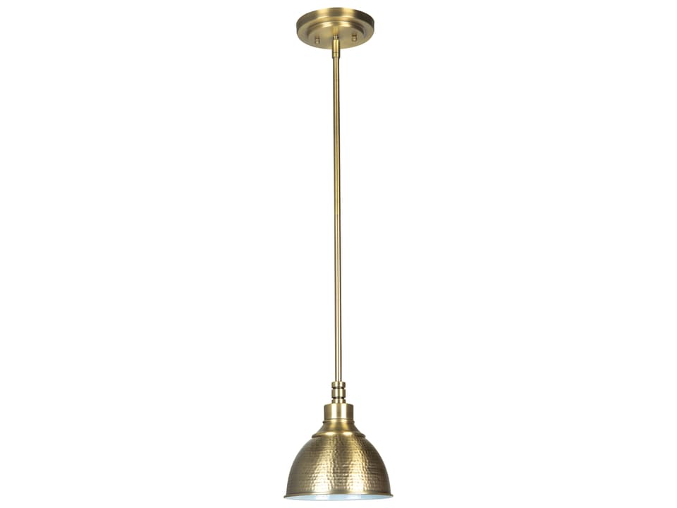 Timarron 1-Light Mini Pendant Light in Legacy Brass with Hammered Shade