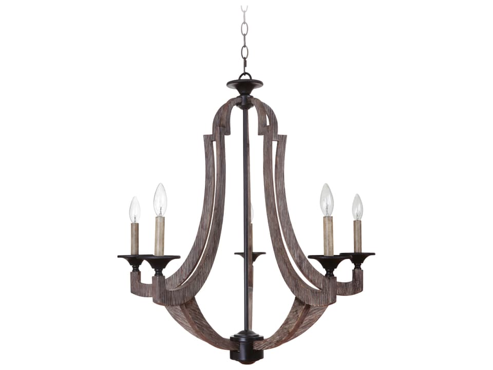 Winton 5-Light Chandelier in Weathered Pine and Bronze
