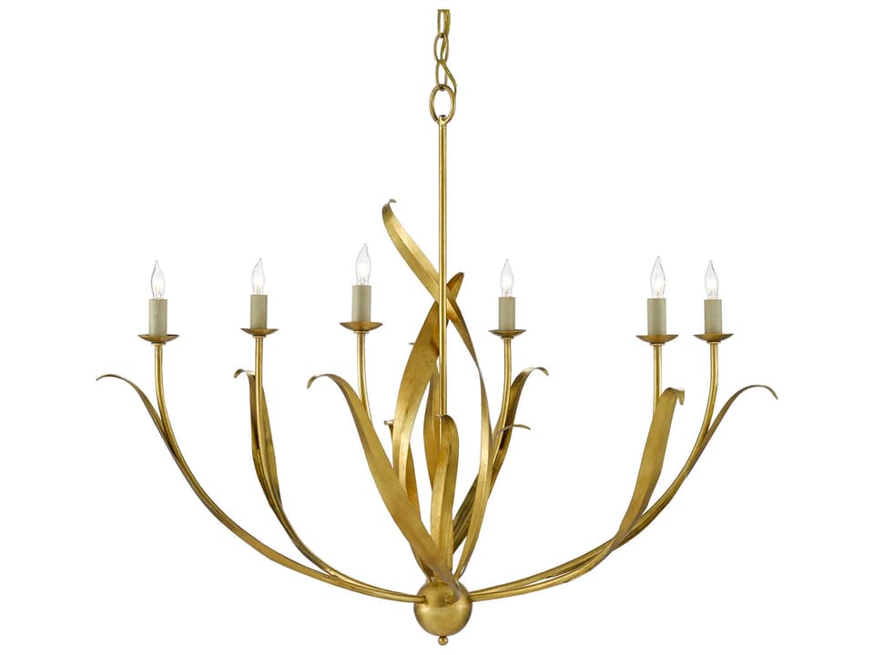 Menefee 6-Light Antique Gold Leaf Chandelier