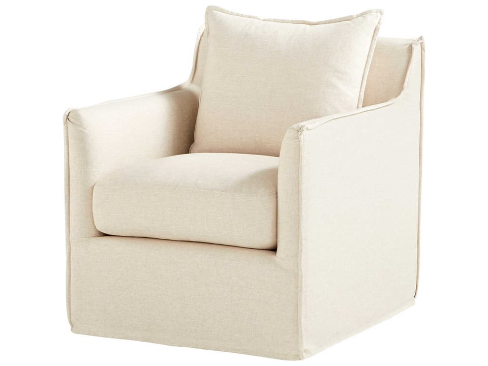 Folsom Accent Chair in Natural Wood and Beige Fabric