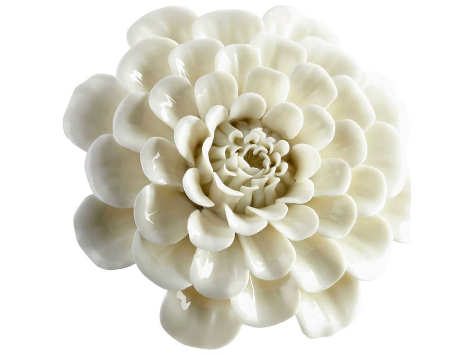 Flourishing Flowers Ceramic Wall Decor Off White Glaze