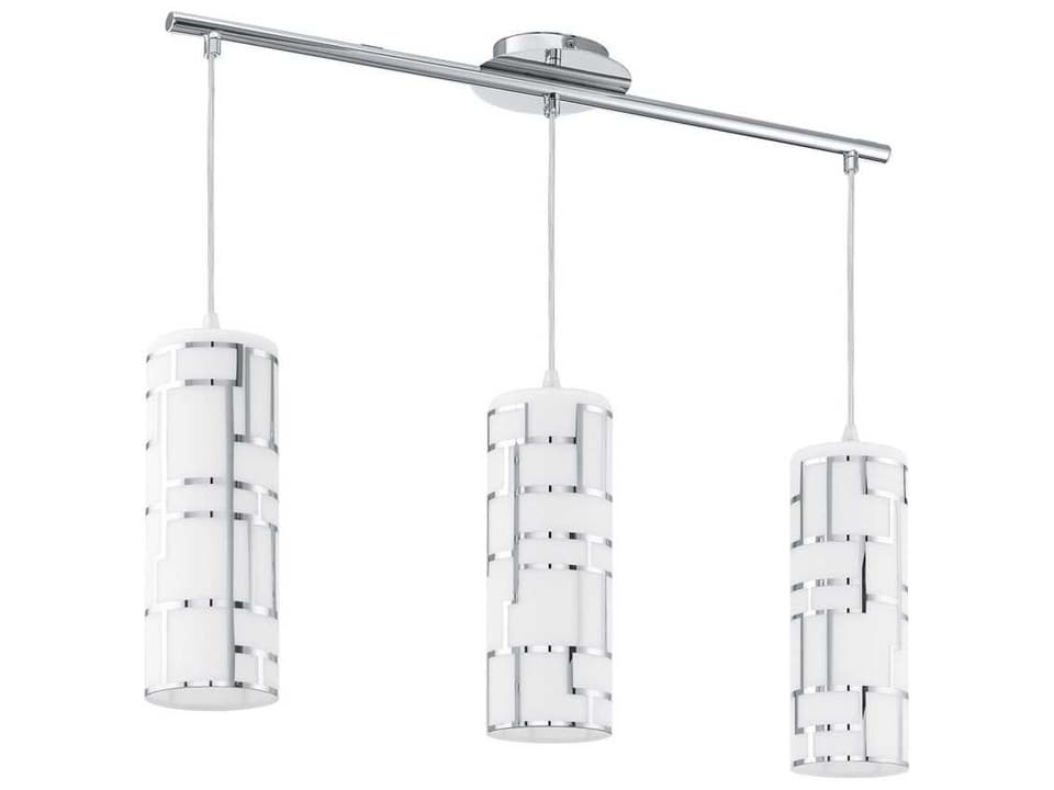 Bayman 3-Light Chrome Cylinder Island Pendant with White Decor Glass
