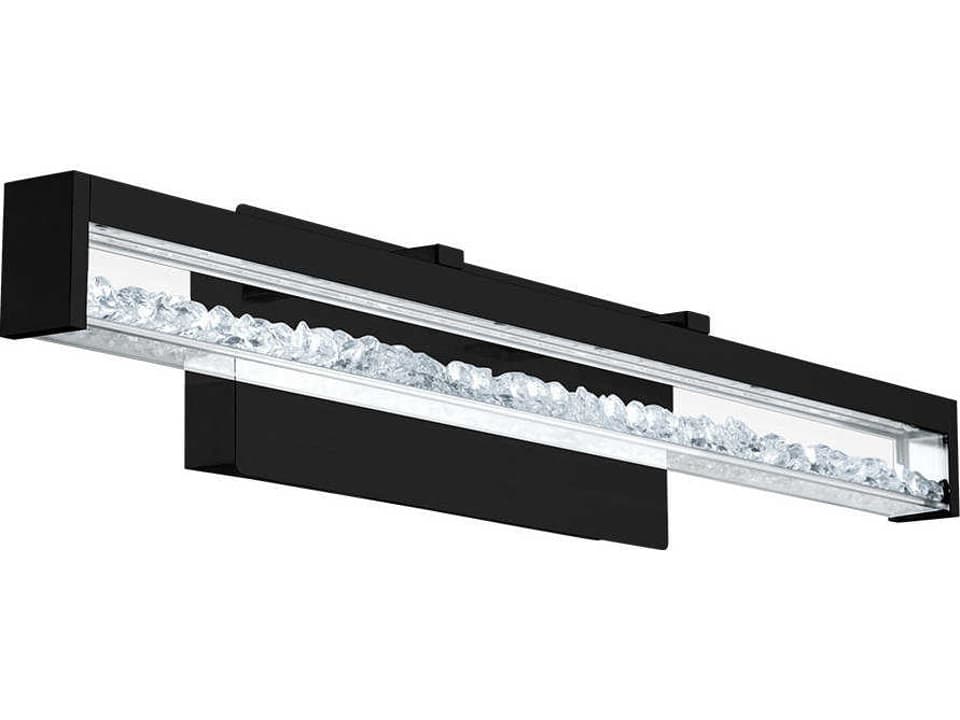 Cardito 1-Light Integrated LED Bath Vanity Wall Sconce in Matte Black with Crystals
