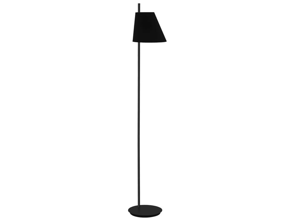 Estaziona 1-Light Structured Black Floor Lamp with Fabric Shade