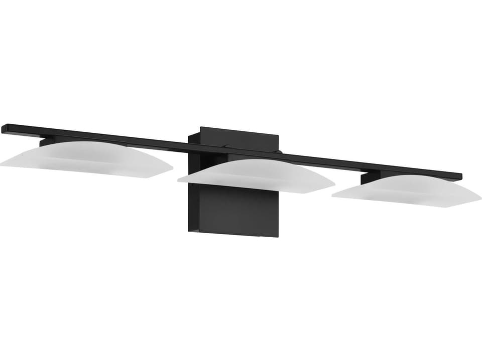 Metrass 3-Light LED Bath Vanity Sconce in Matte Black with Satin Acrylic