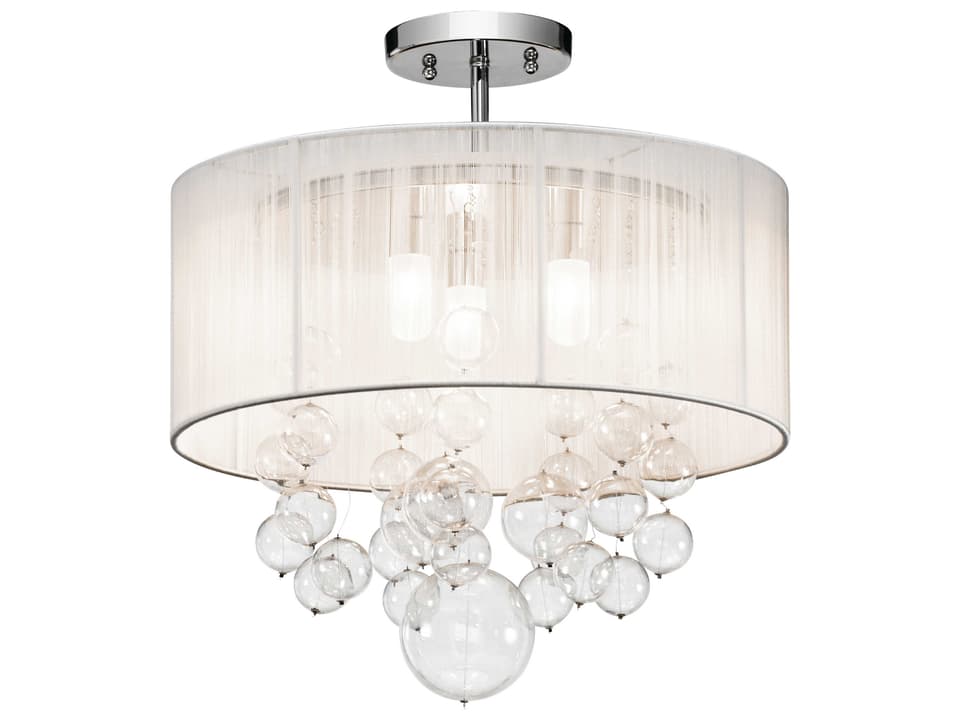 Imbuia 3-Light Chrome Glass Globe Semi Flush Mount