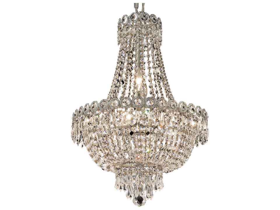 8-Light Century Chandelier in Chrome with Royal Cut Crystal