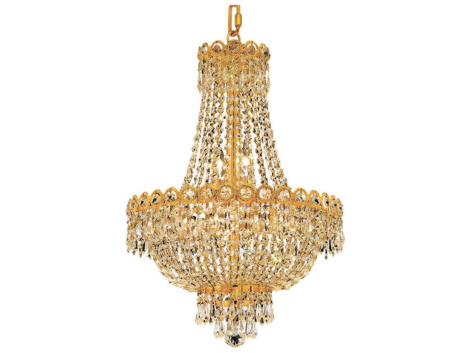 8-Light Century Crystal Chandelier in Gold with Royal Cut