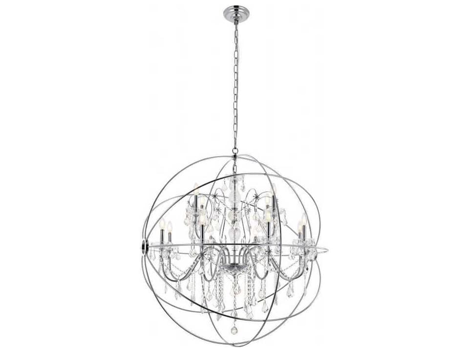Cordelia 12-Light Chrome Crystal Candelabra Globe Chandelier