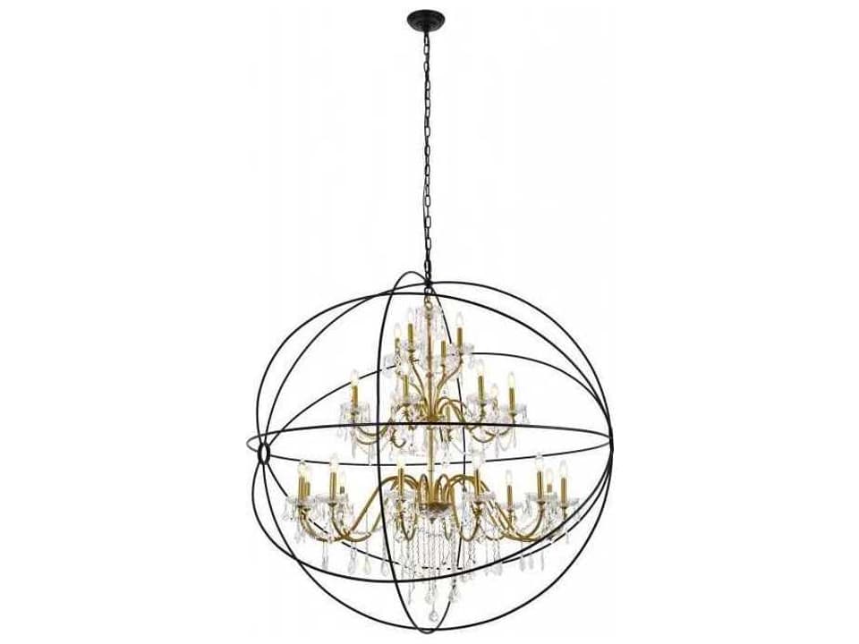 24-Light Cordelia Crystal Chandelier in Black and Gold