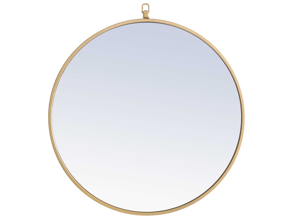 Eternity Round Wall Mirror with Thin Metal Frame in Brass