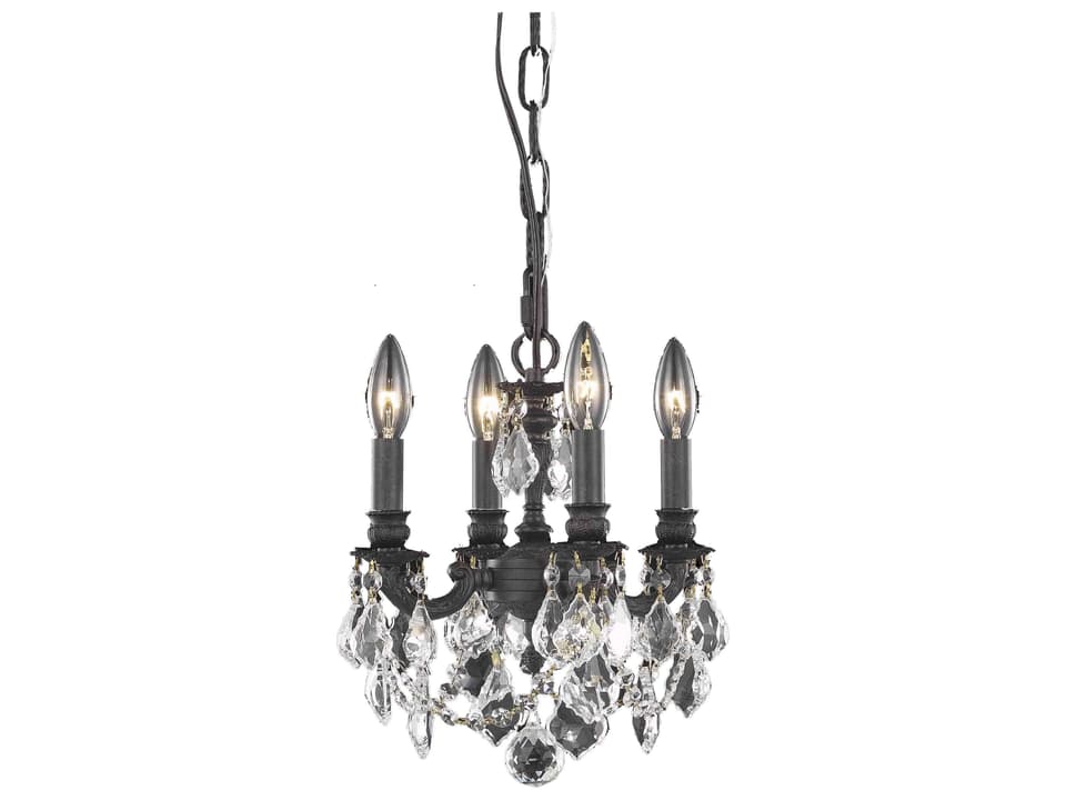 Lille 4-Light Dark Bronze Crystal Candelabra Chandelier