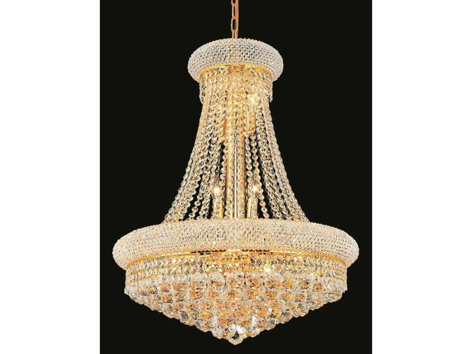 14-Light Primo Chandelier in Gold with Royal Cut Clear Crystal