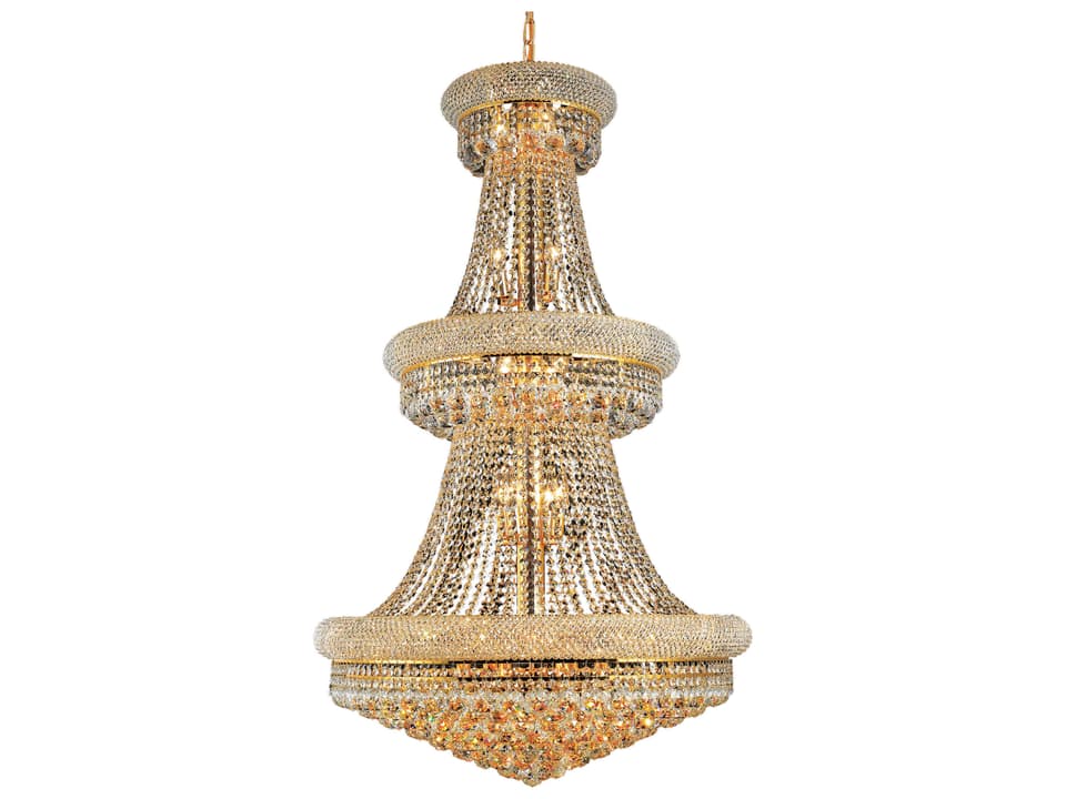 Primo 32-Light Gold Clear Crystal Empire Tiered Chandelier