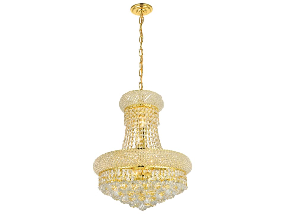 8-Light Primo Chandelier in Gold with Royal Cut Crystal