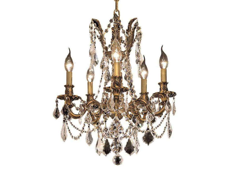 5-Light Rosalia Chandelier in French Gold with Royal Cut Clear Crystal