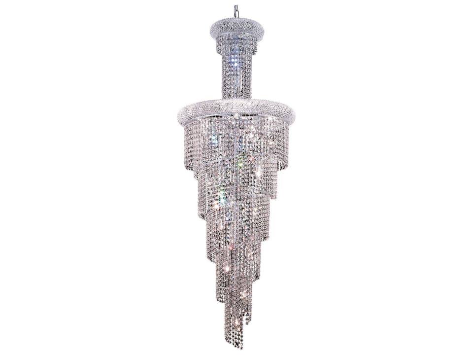 Spiral 22-Light Chrome Royal Cut Crystal Chandelier