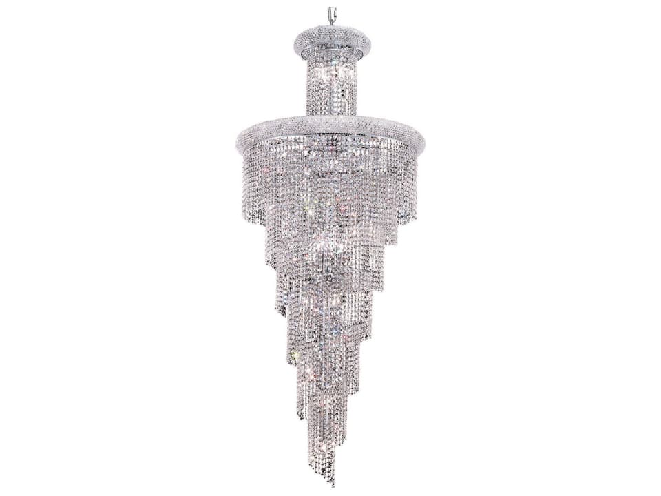 Spiral 28-Light Chandelier in Chrome with Royal Cut Clear Crystal
