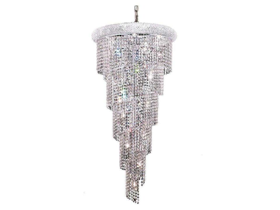 Spiral 18-Light Chandelier with Clear Royal Cut Crystal