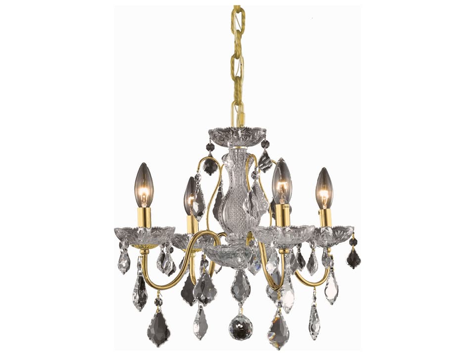4-Light St Francis Crystal Chandelier in Gold with Royal Cut Clear Crystal